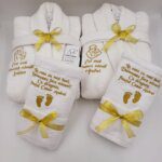 Set 2 Halat de baie  personalizate + 2 Prosoape de fata-Cadou nanuti botez