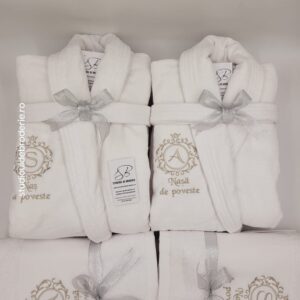 Set halate de baie personalizate broderie cadou nasi