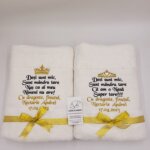 Set 2 Prosoape personalizate prin broderie - Cadouri Nasi botez SP5