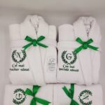 Set 2 Halate de baie bumbac si prosoape personalizate Cadou nasi botez